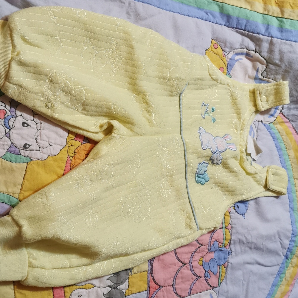 Vintage 18 mos yellow bunny onesie